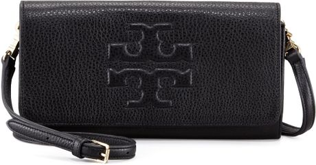 tory burch black leather clutch bag