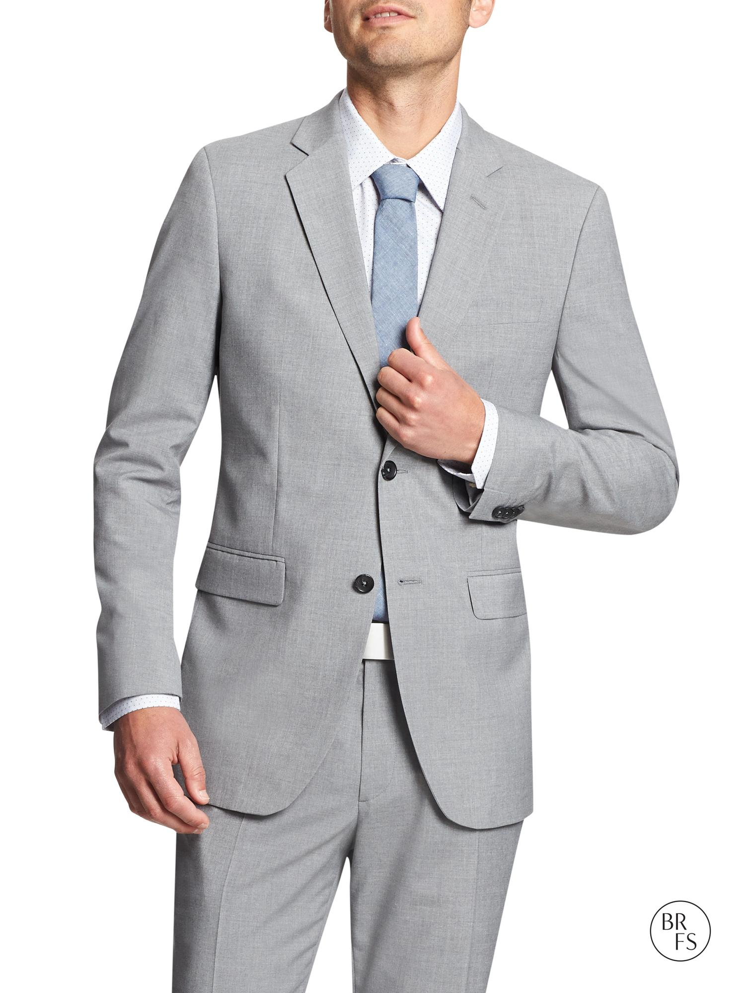 Banana Republic Factory Heather Grey Suit Blazer Light Grey Heather in
