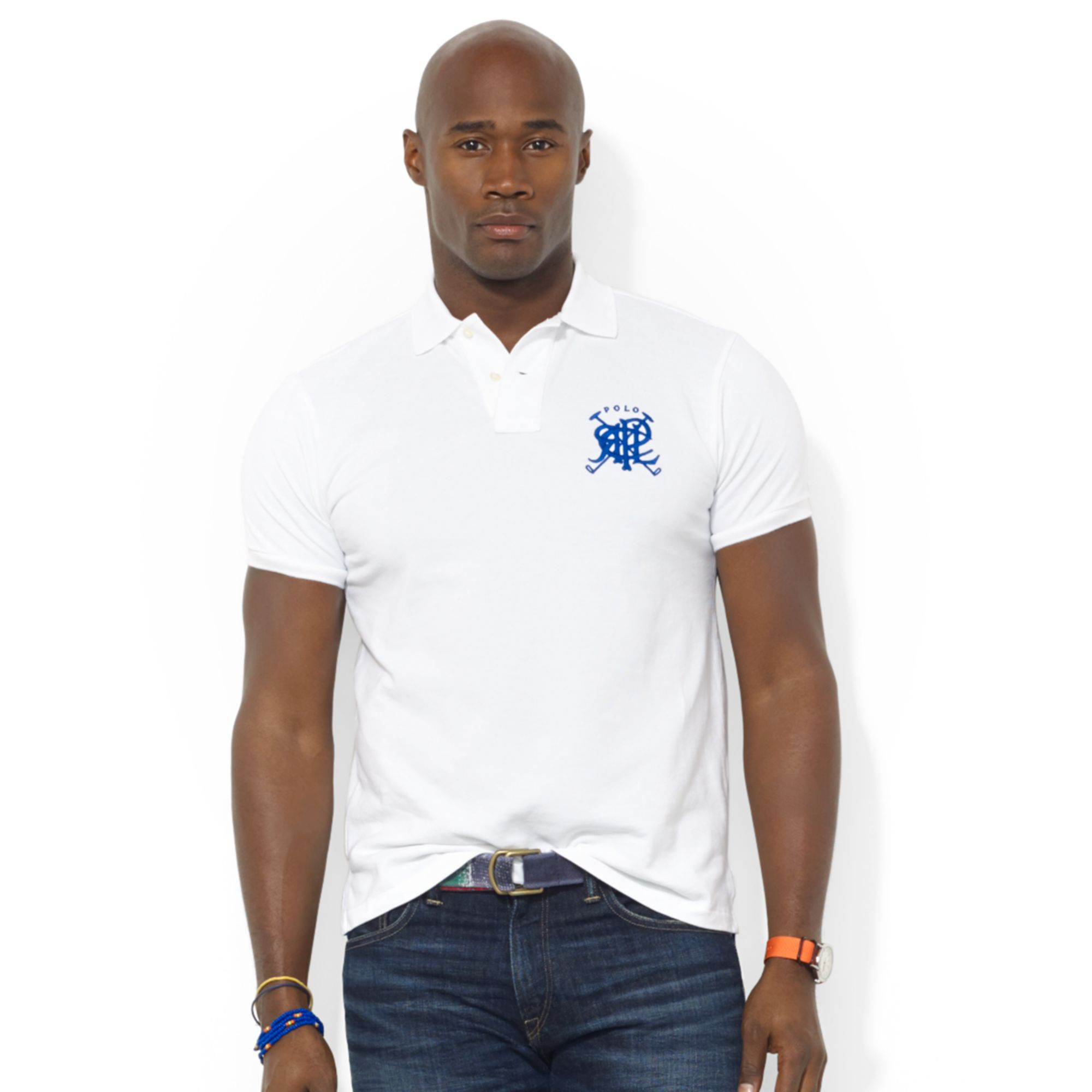 Ralph Lauren Polo Big and Tall Solid Mesh Cross Mallets Polo in White