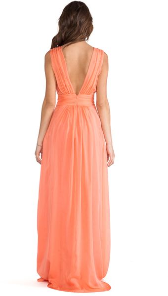 Issa Chiffon Maxi Dress in Red (Coral)