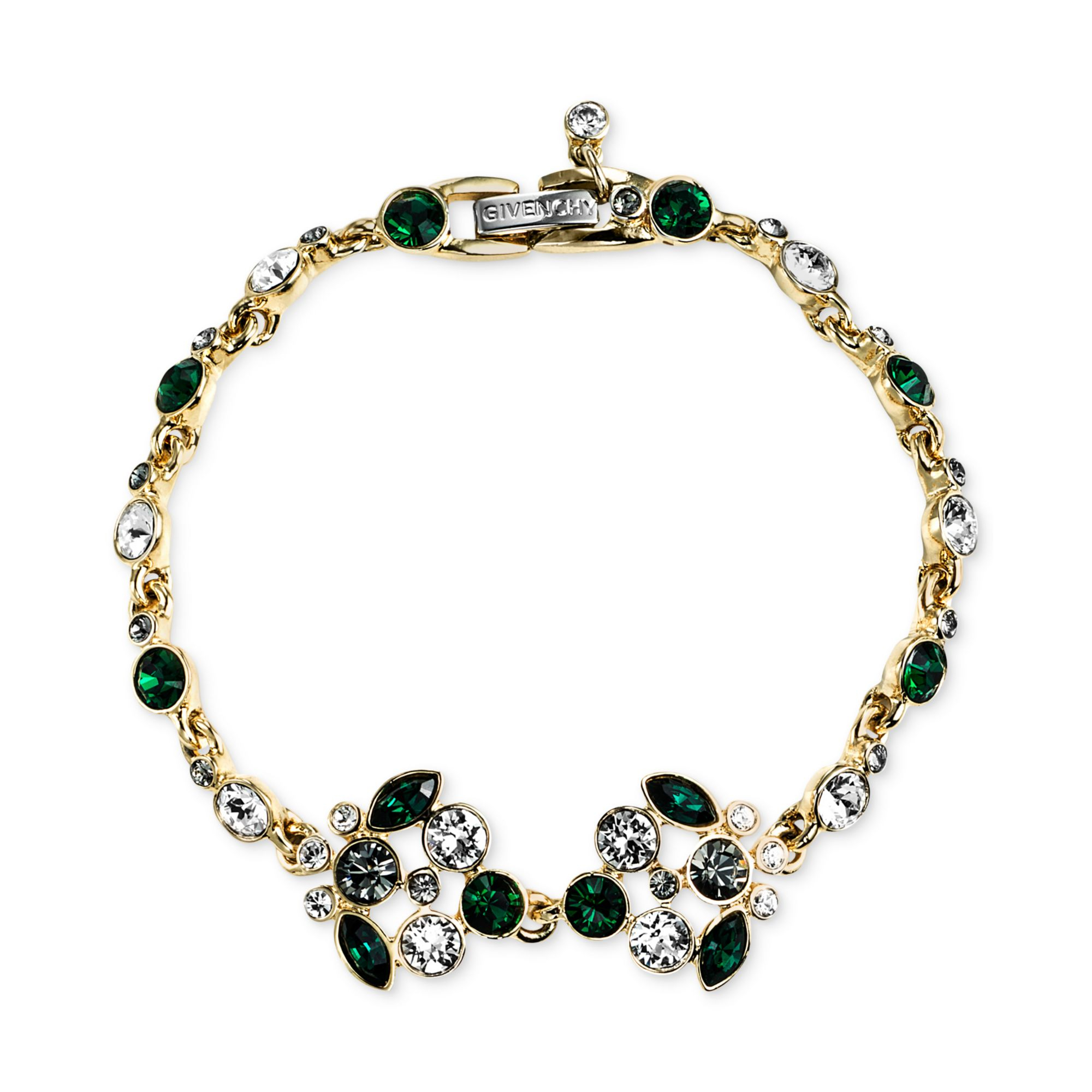 Givenchy Goldtone Emeraldcolored Stone And Swarovski Element Flex