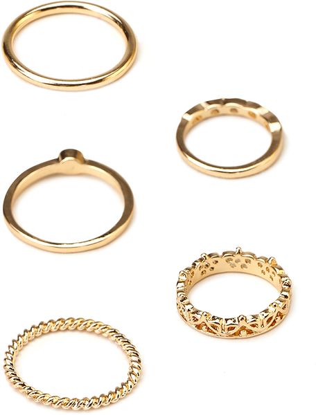 Forever 21 Regal Midi Ring Set in Gold