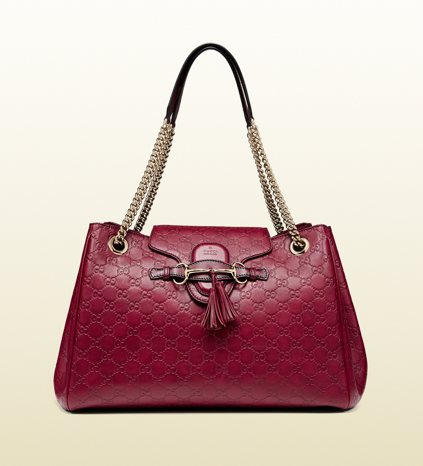 Gucci Emily Ssima Leather Shoulder Bag in Red (ruby) | Lyst