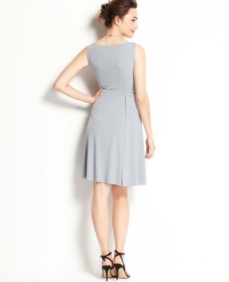 Ann Taylor Jersey Twisted Shoulder Strap Dress in Gray (Silver Grey)