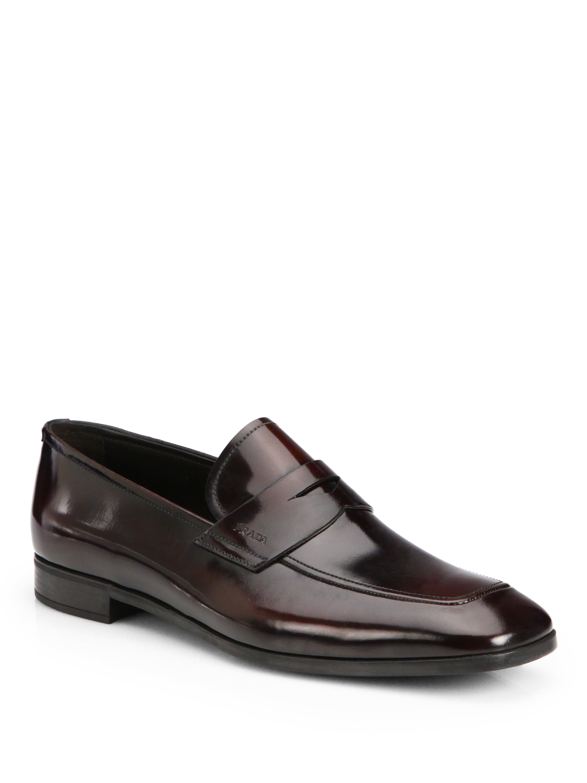 loafers prada prada spazzolato slipon loafers in brown for rust lyst loafers prada prada spazzolato slipon loafers in brown for rust lyst