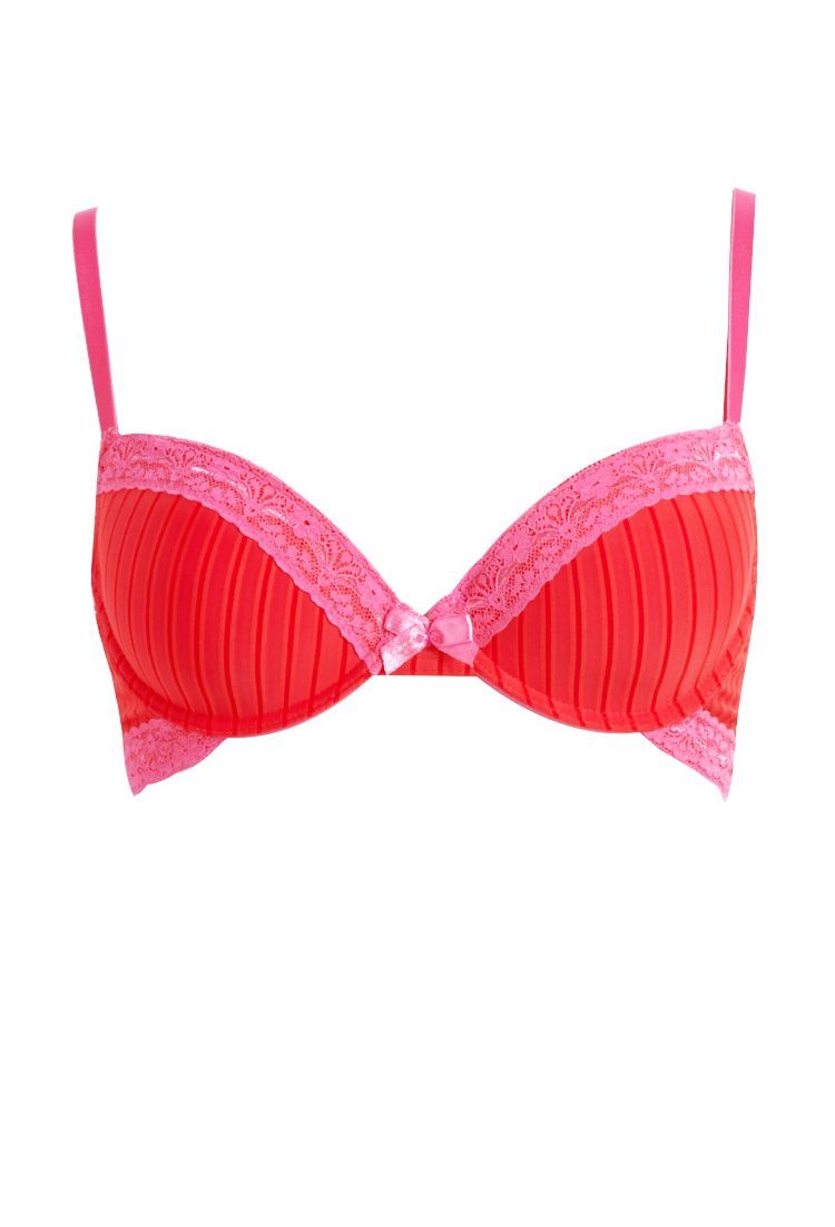 Forever 21 Everyday Striped Bra in Red (Orangepink) Forever 21 Everyday Striped Bra in Red (Orangepink)