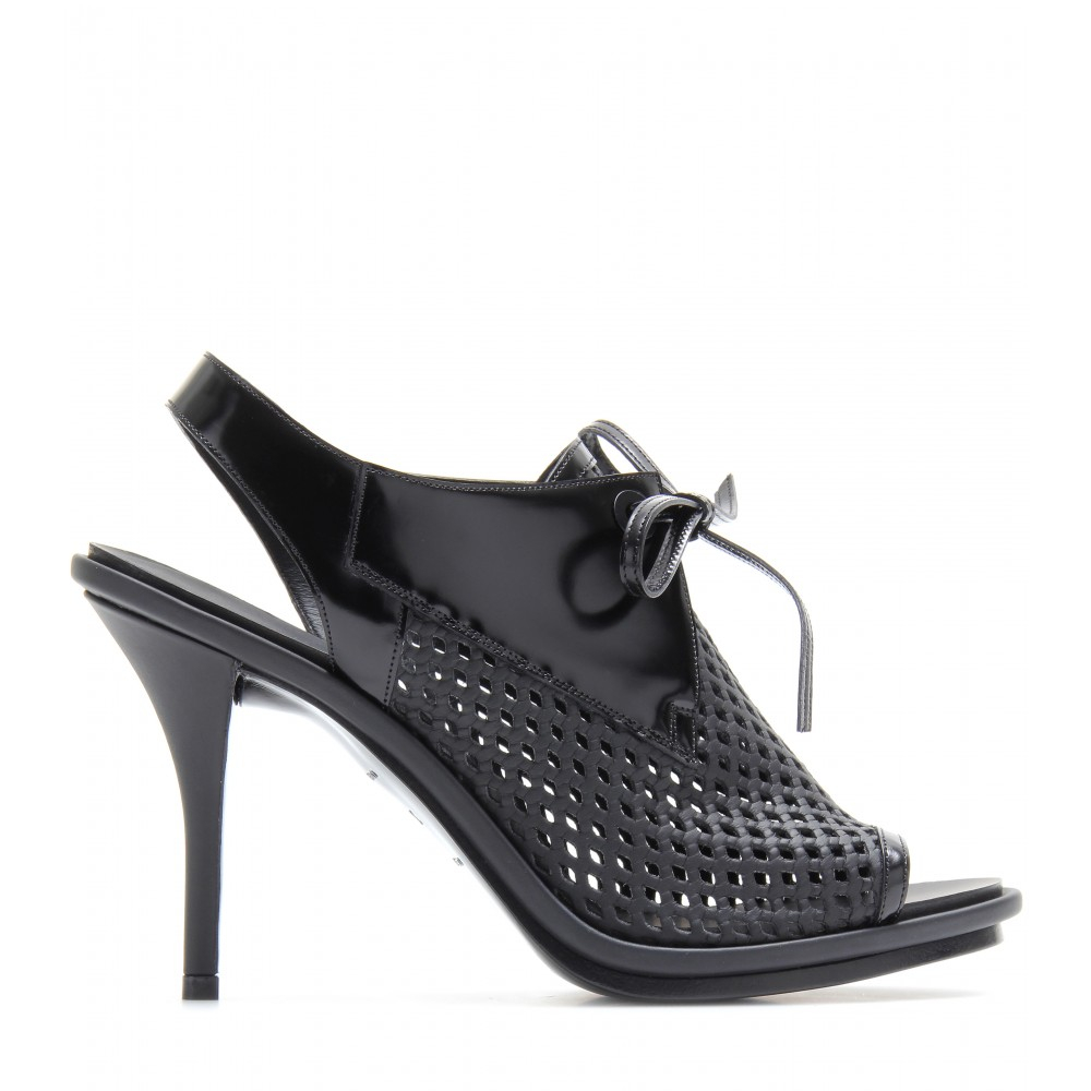 Lyst Sandals in Leather  (noir) Balenciaga  Slingback Black balenciaga leather  black sandals Perforated slingback