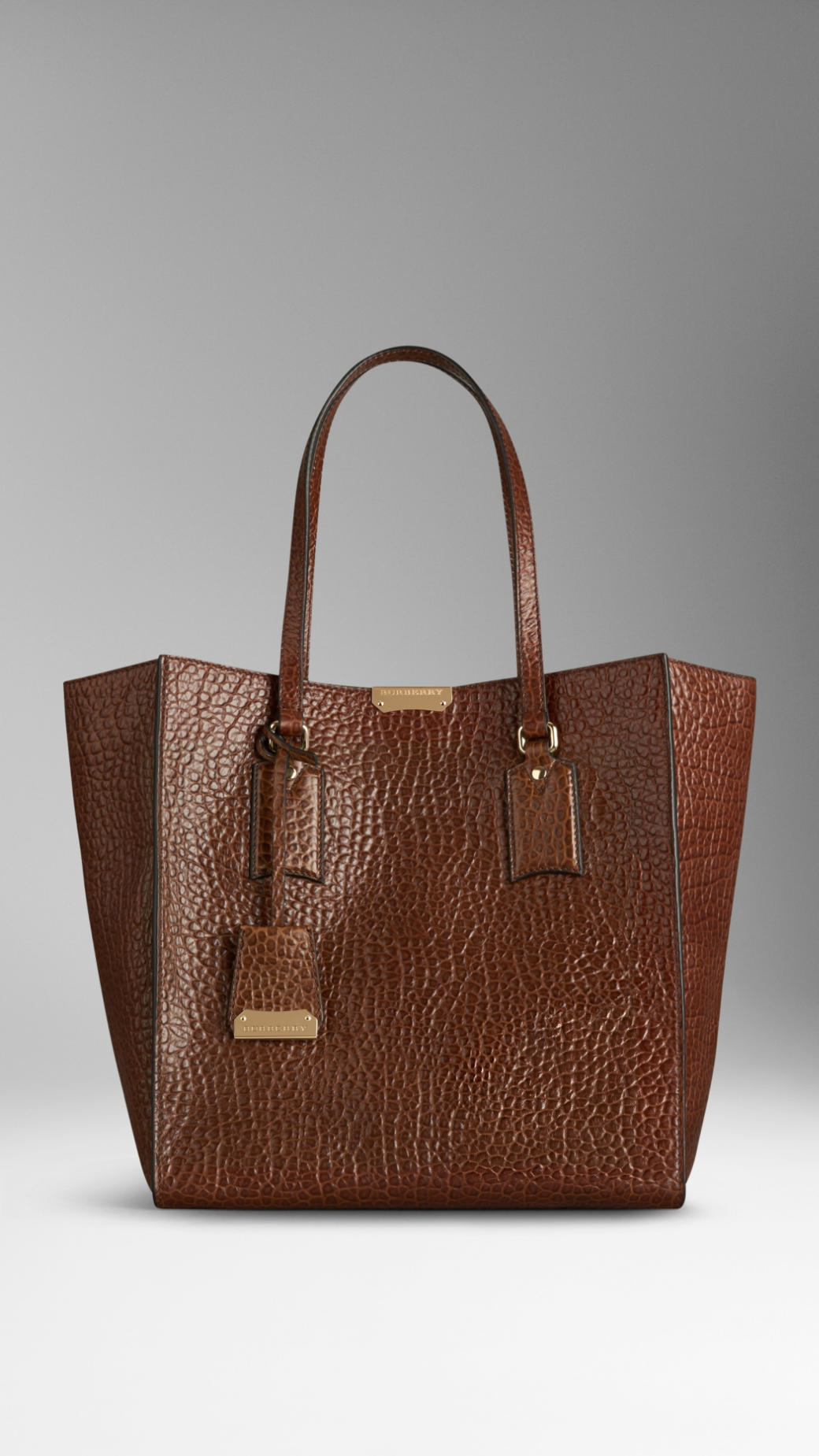 Burberry Medium Heritage Grain Leather Tote Bag in Brown (flax) | Lyst