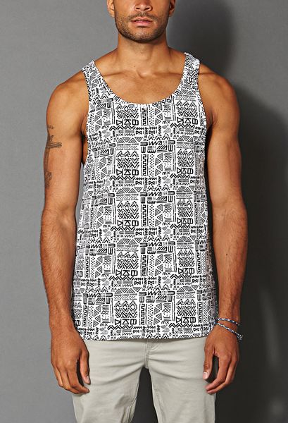 Forever 21 Tribal Print Tank Top in Black for Men (Whiteblack) | Lyst