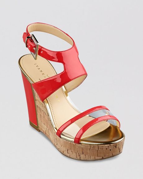 ... Open Toe Platform Wedge Sandals - Hagley in Red (CoralClear) | Lyst