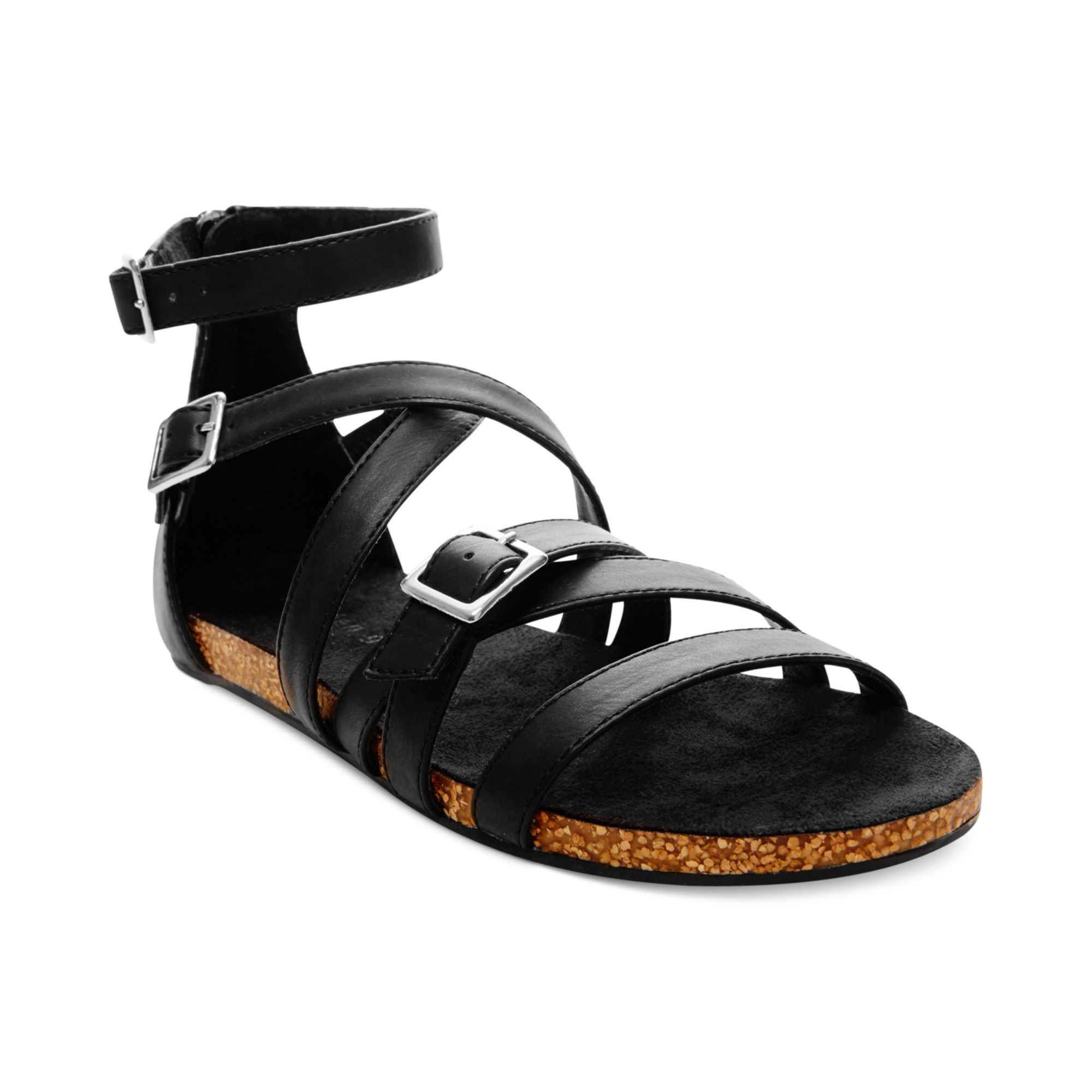 Madden Girl Efort Gladiator Footbed Sandals in Black | Lyst