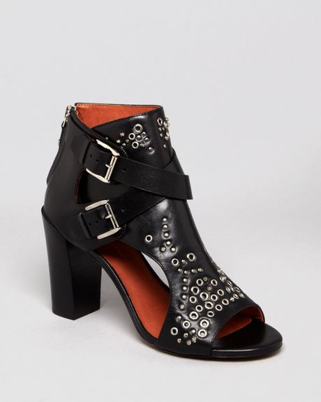 open toe bootie block heel