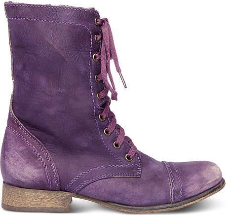 steve madden troopa in purple purple leather lyst womens designer combat boots