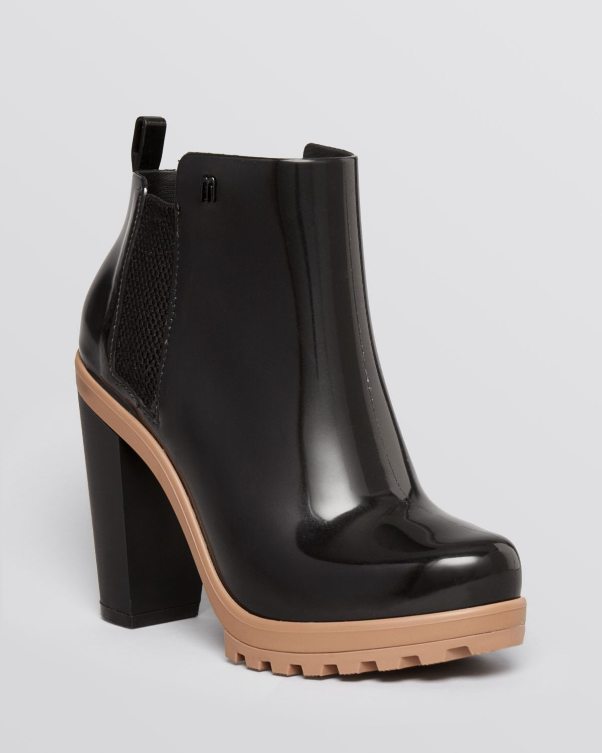 black platform bootie heels