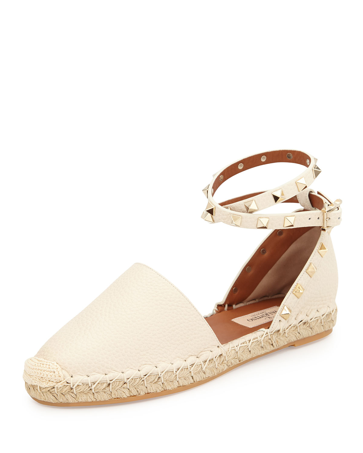 valentino rockstud ankle strap flat