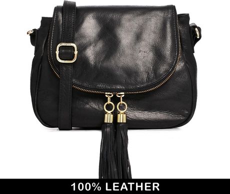 Urbancode Leather Black Crossbody Bag in Black | Lyst