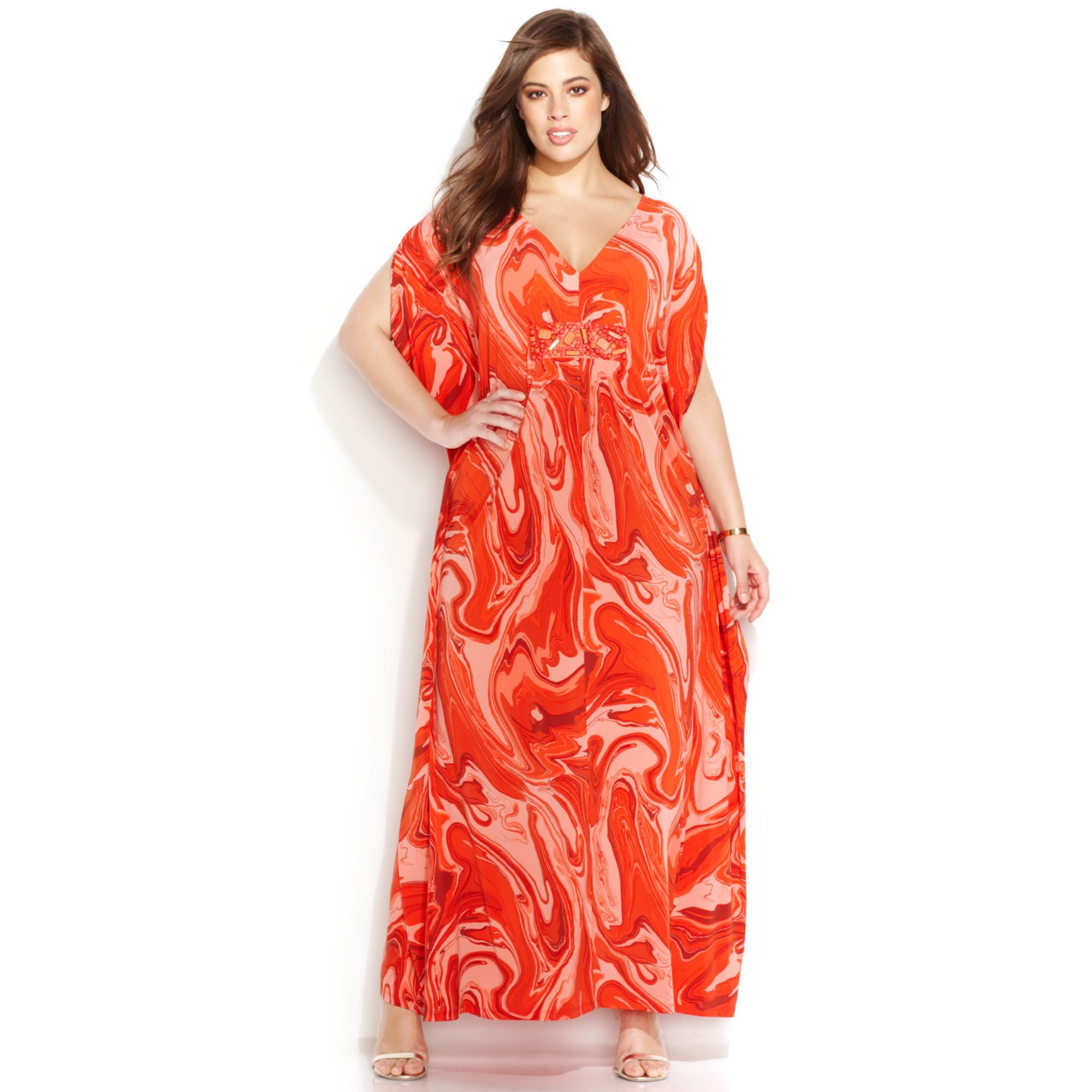 Michael Kors Michael Plus Size Shortsleeve Printed Maxi Dress in ...