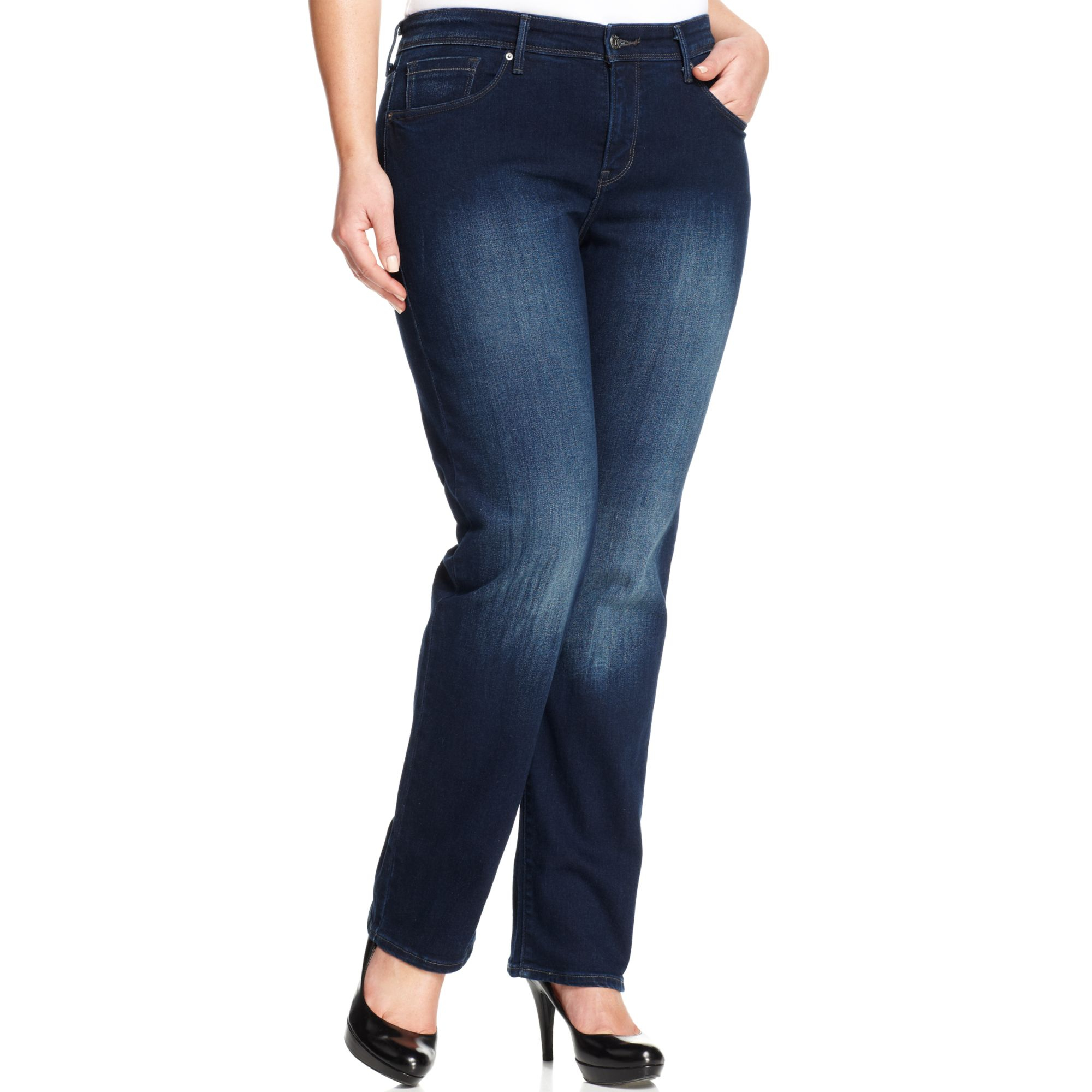 Levi's Levi Plus Size 512 Perfectly Shaping Straightleg Jeans Hidden Dark Sea Wash in Blue
