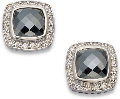 yurman stud david earrings silver accented hematite diamond