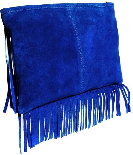 cobalt blue satin clutch bag