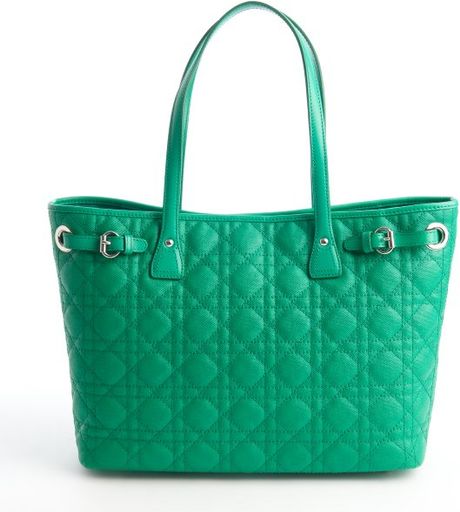Dior Green Coated Cannage Canvas Panarea Tote Bag in Green Dior Green Coated Cannage Canvas Panarea Tote Bag in Green