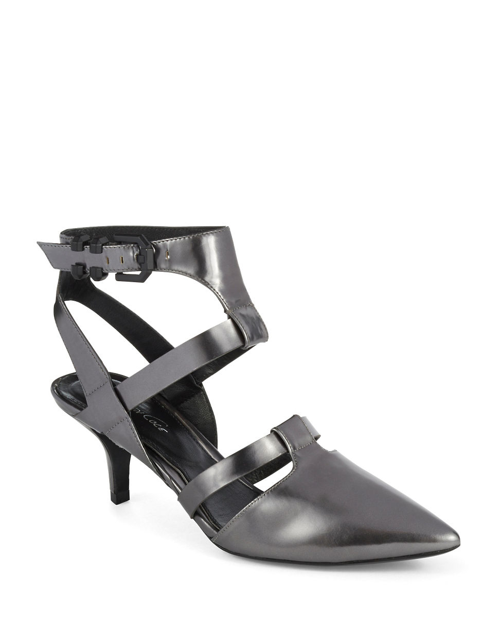 pewter metallic heels