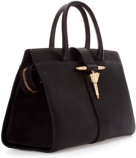 Zara Leather Bag with Metal Tab in Black | Lyst