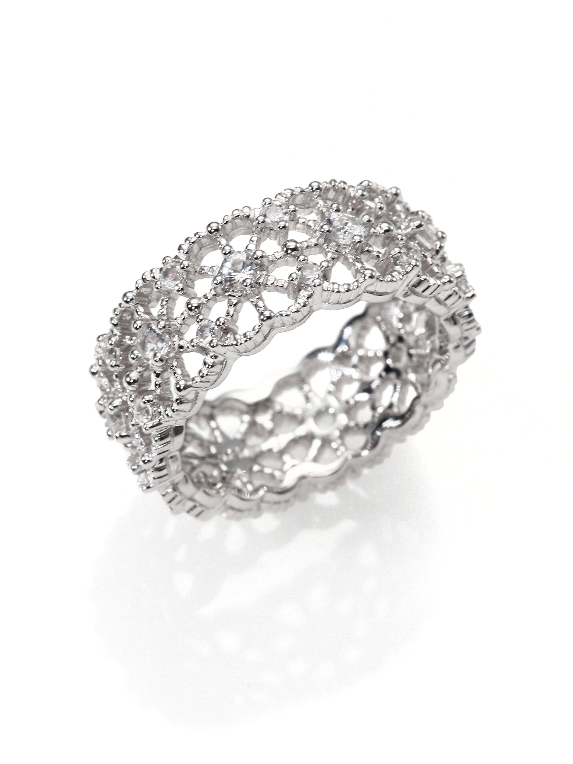 Judith Ripka White Sapphire Sterling Silver Lace Ring in Silver Lyst