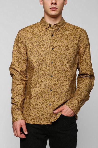 Urban Outfitters Charles 12 Floral Button Down Shirt in Yellow for Men ...