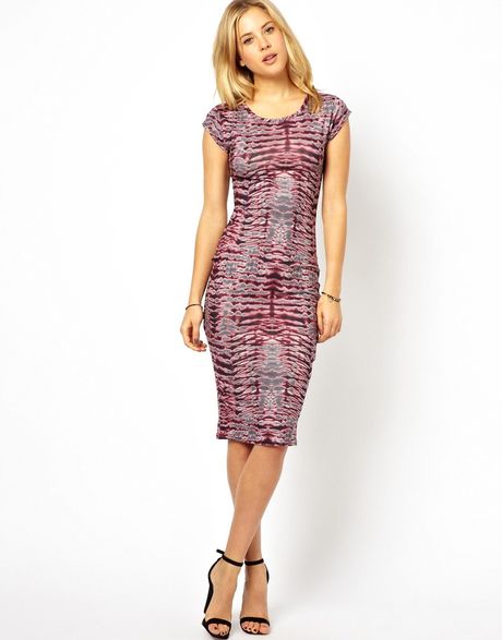 Ax Paris Tribal Animal Print Midi Dress in Purple (Wine) | Lyst