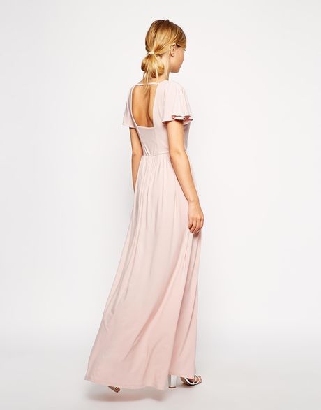 asos-beige-flutter-sleeve-wrap-maxi-dress-maxi-dresses-product-1 ...
