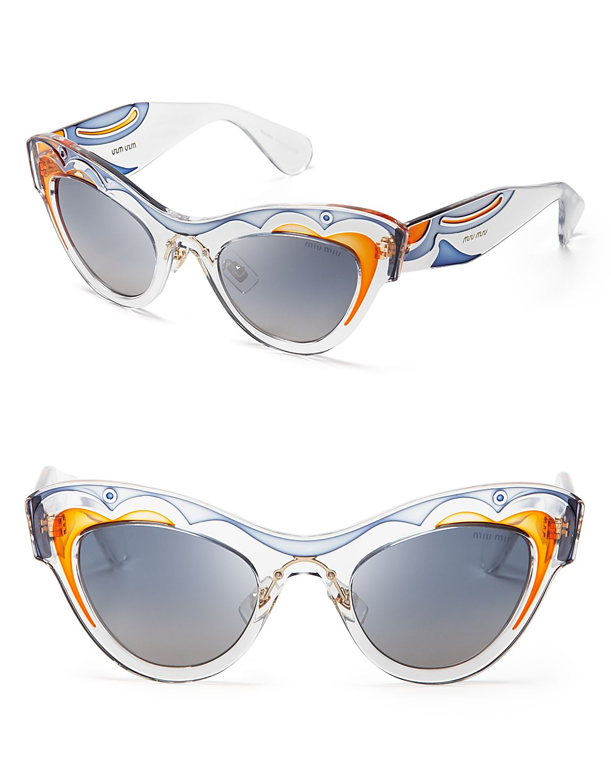 Miu Miu Transparent Cat Eye Sunglasses in Transparent (Clear/Orange