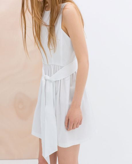 zara white dress with bow