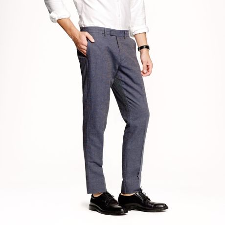bowery linen slim crew cotton pant crosshatch hatch navy