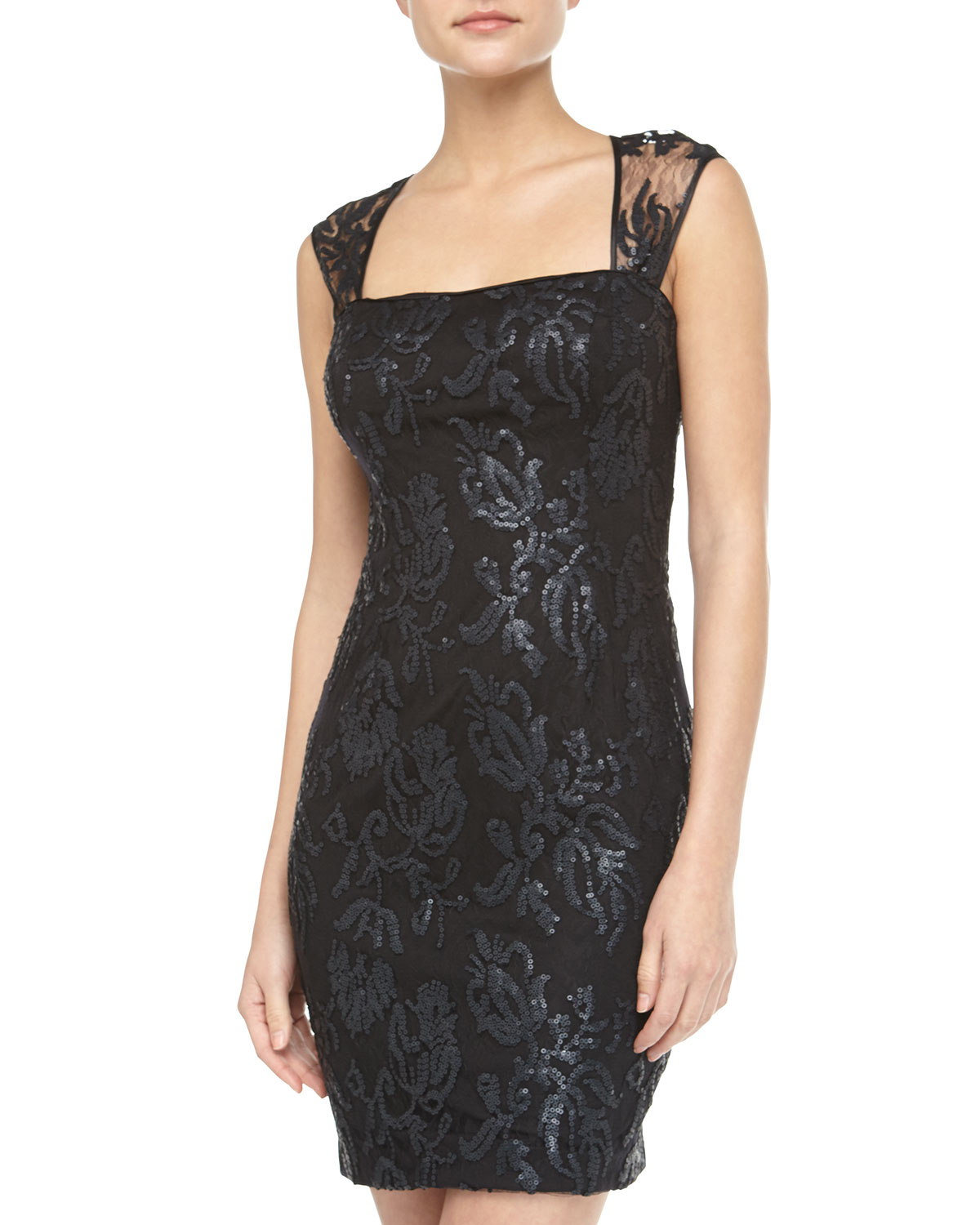Adrianna Papell Lace Dress See Sequin Dresses See Black Lace Cocktail ...