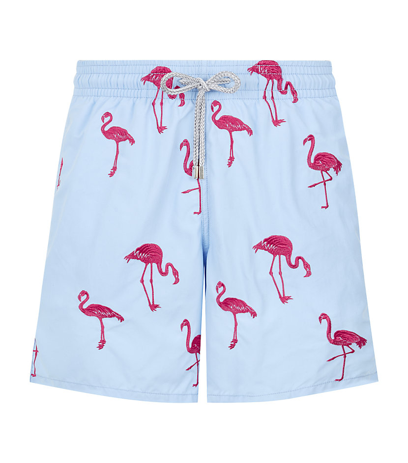 Vilebrequin Flamingo Embroidered Swim Shorts in Blue for Men | Lyst