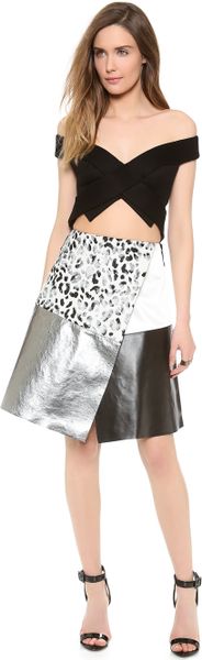 Josh Goot Off The Shoulder Dress in Silver (Silver Leopard) - Lyst