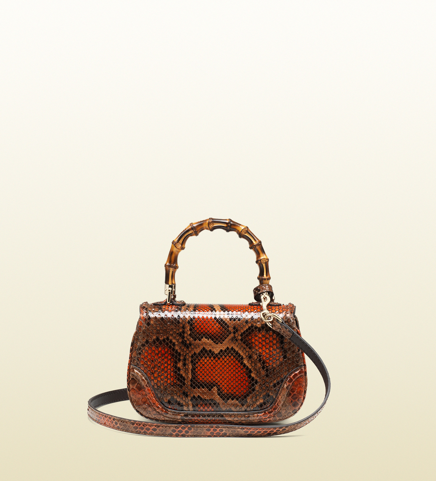 Gucci New Bamboo Python Top Handle Bag in Red (bamboo) | Lyst