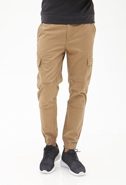 khaki cargo joggers