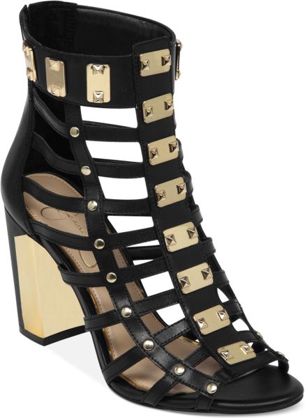 Jessica Simpson Justinah Gladiator Sandals in Black (Black Leather ...