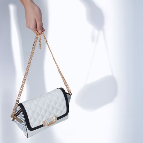 Zara Quilted Mini Messenger Bag in White