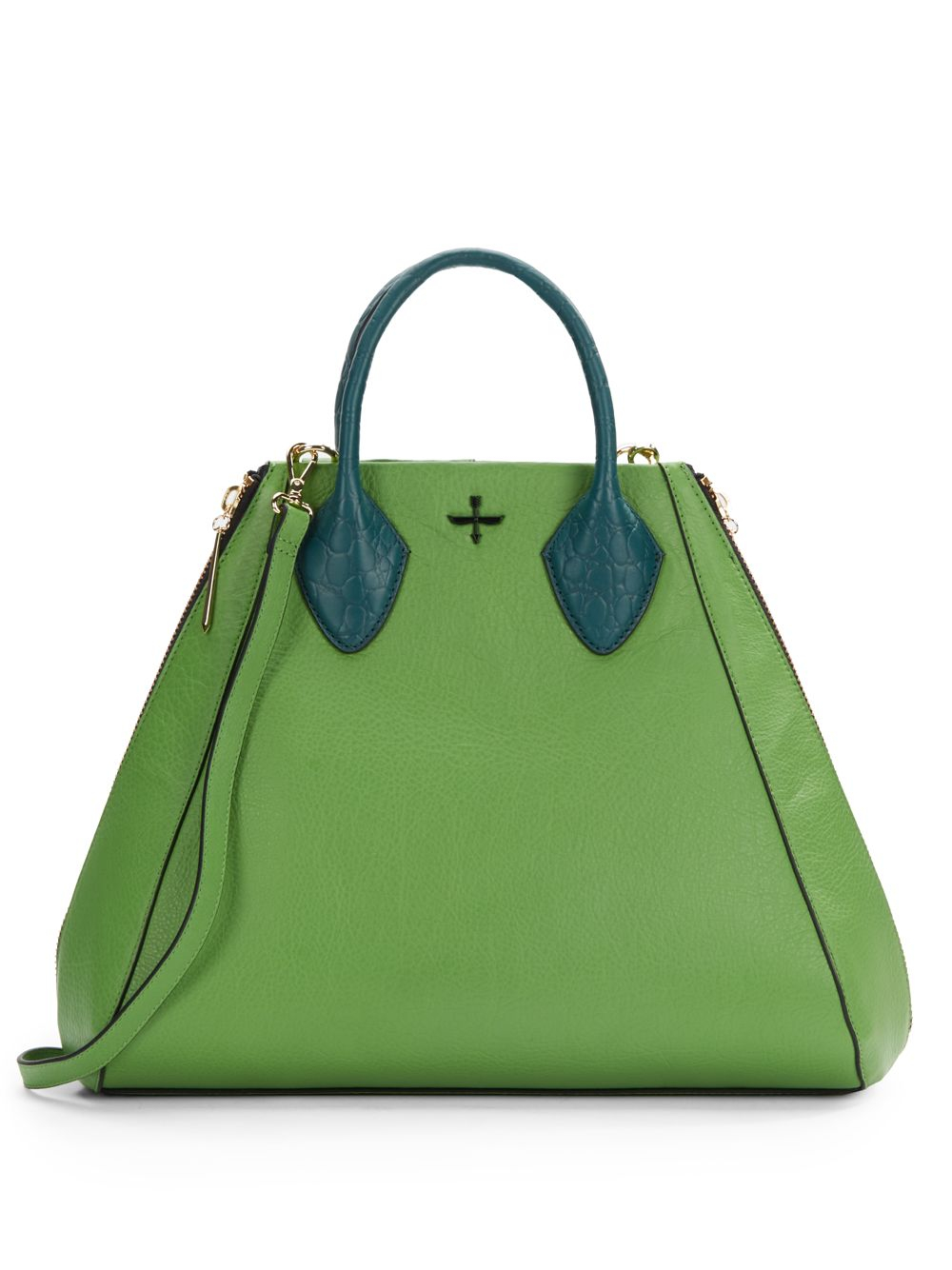 Pour La Victoire Yves Convertible Colorblock Leather Tote Bag in Green (acid green) | Lyst