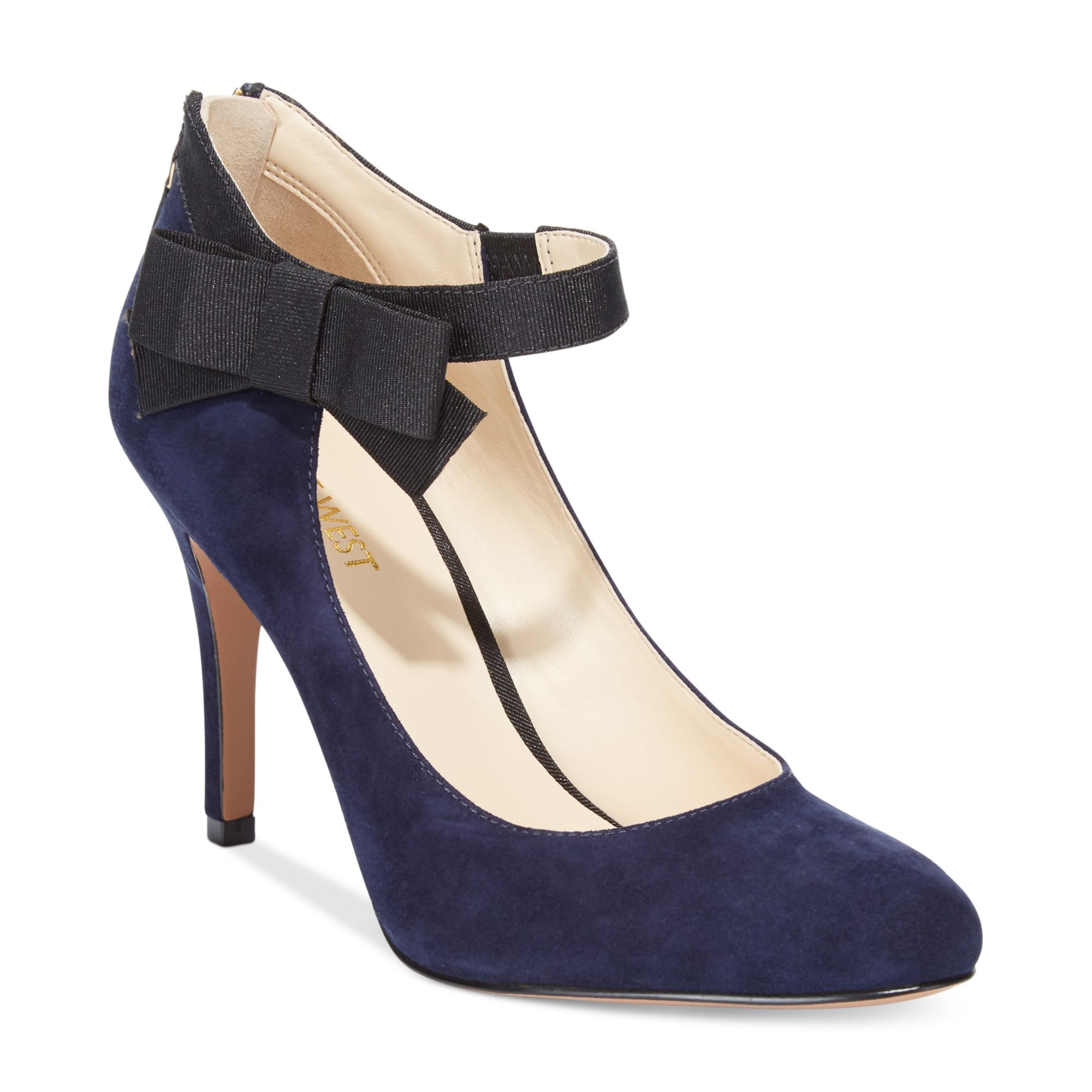 Nine West Gushing Mary Jane Pumps in Blue (Navy Suede) | Lyst