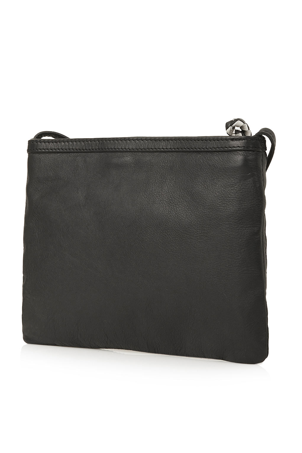 Topshop Leather Woven Tassel Clutch Bag in Black | Lyst