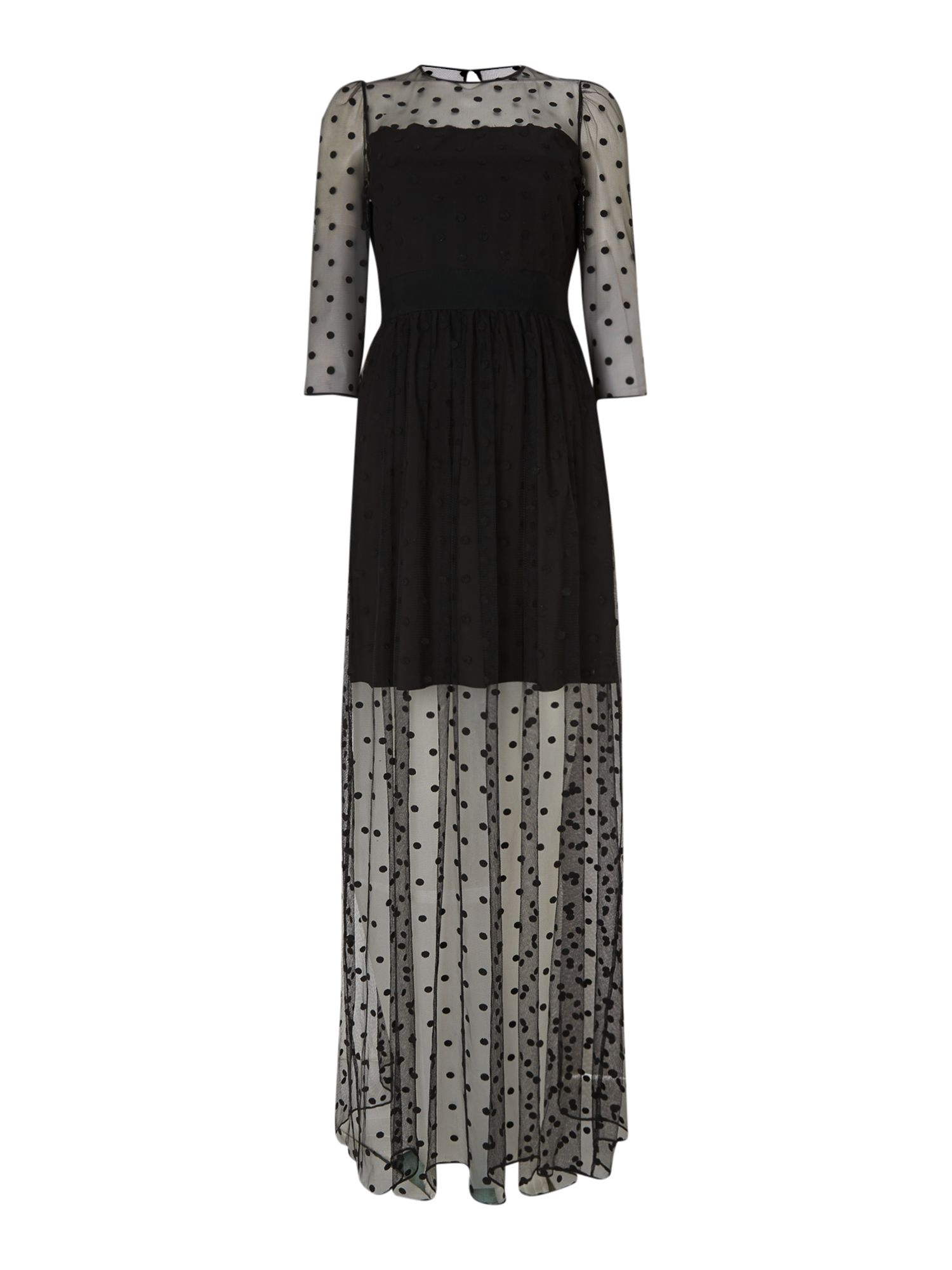 short dress with sheer maxi overlay
