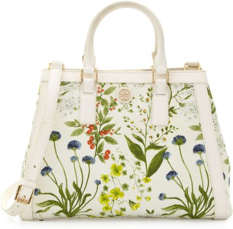 Tory Burch Robinson Floral Print Triangle Tote Bag in Multicolor (floral) | Lyst