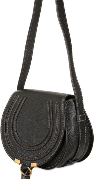 ChloÃ© Small Marcie Leather Cross Body Bag in Black