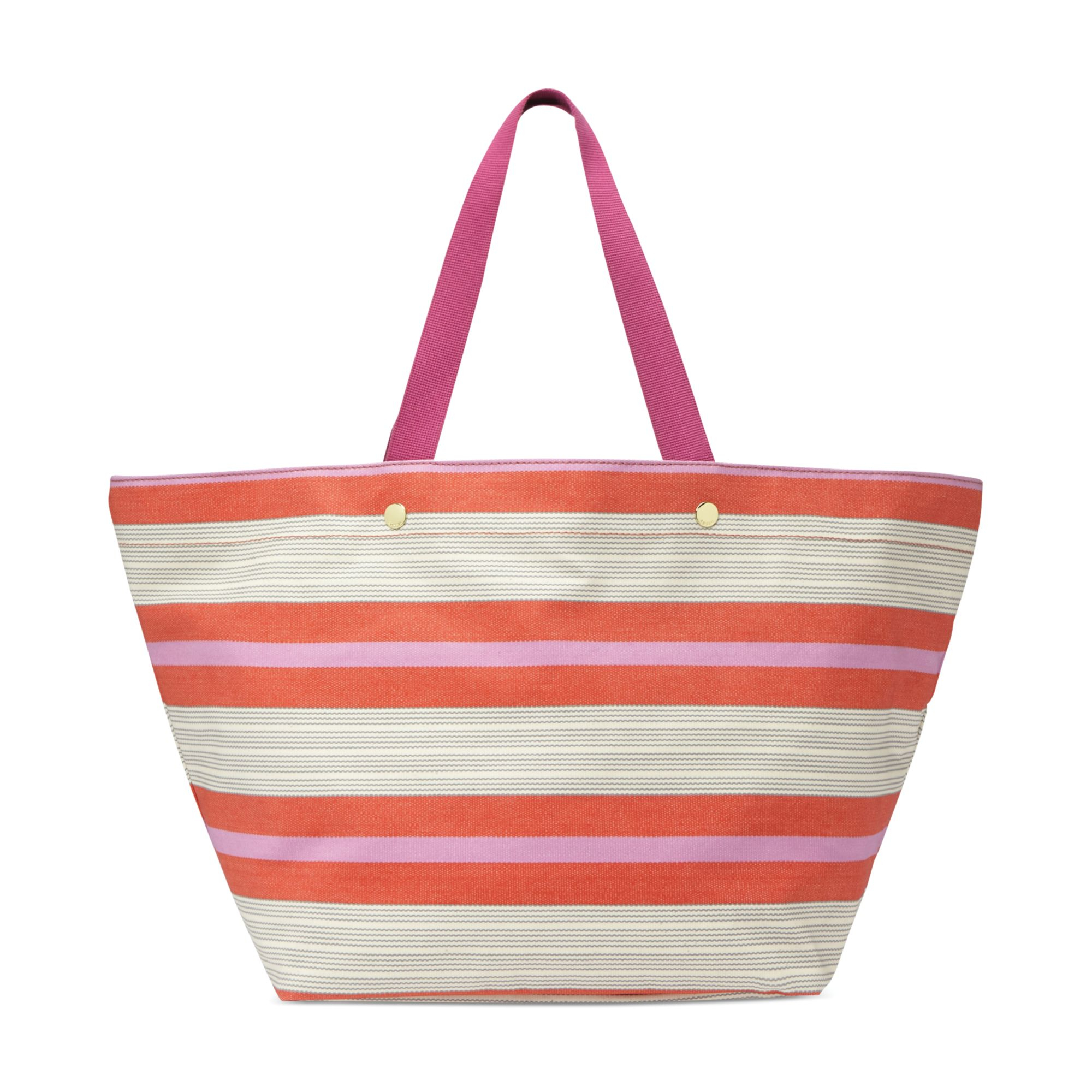 fossil keyper tote in pink pink stripe lyst fossil keyper tote in pink pink stripe lyst