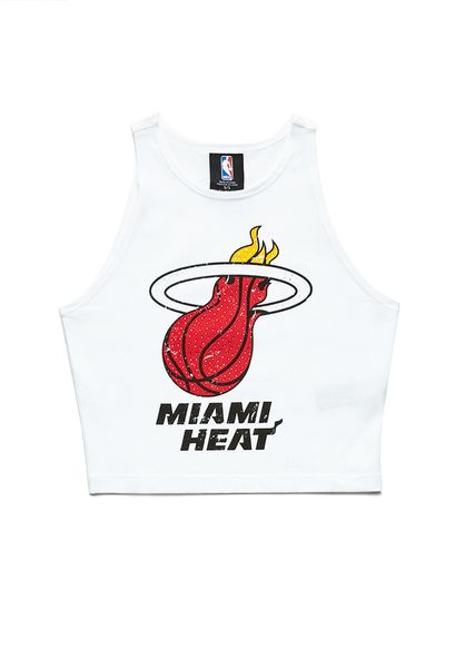Forever 21 Miami Heat Crop Top in White (Whitered) Forever 21 Miami Heat Crop Top in White (Whitered)