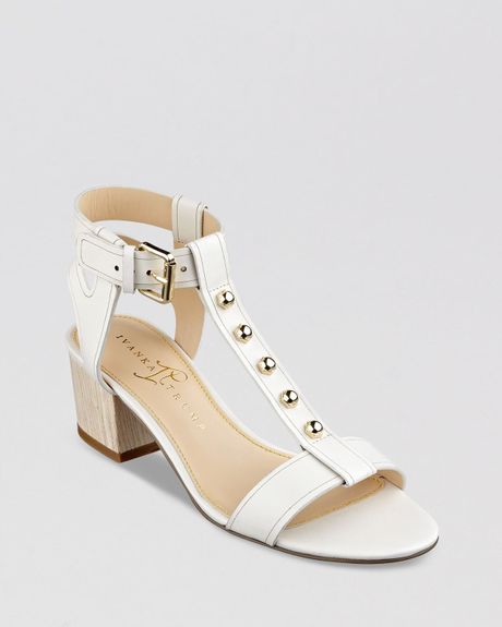 t strap block heel
